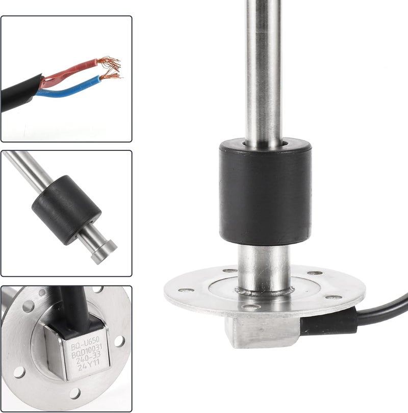 RATCHROLL 1set Fuel Sending Unit and Gauge Kit 650mm Length Boat Fuel Sending Unit Marine Fuel Sender Unit Black Silver Tone Metal 240-33 Ohm - Image 4